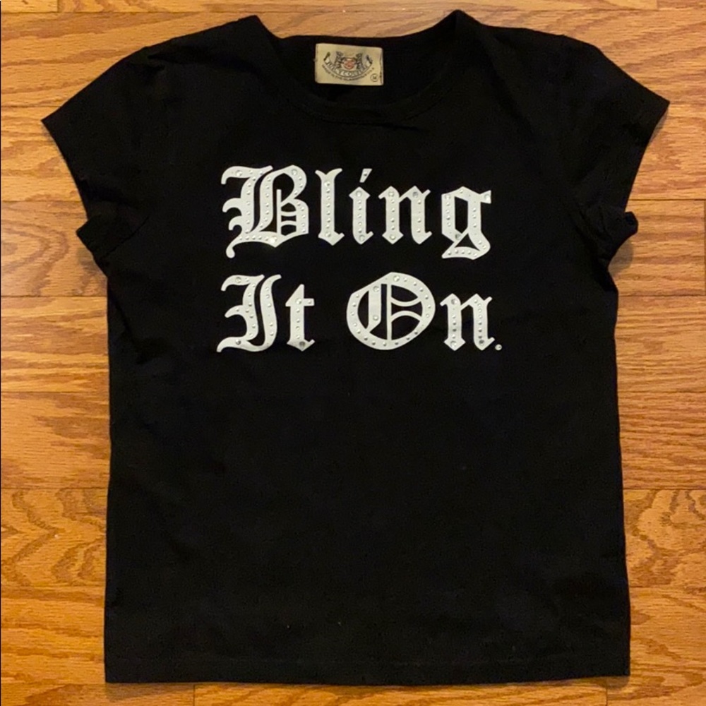 Juicy Couture black Bling It On retro t shirt M